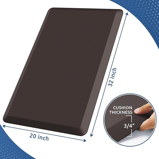 KitchenClouds Kitchen Mat Cushioned Anti Fatigue Rug 20"x32" Waterproof, Non Slip, Standing and Comfort Desk/Floor Mats for House Sink Office (Chocolate)