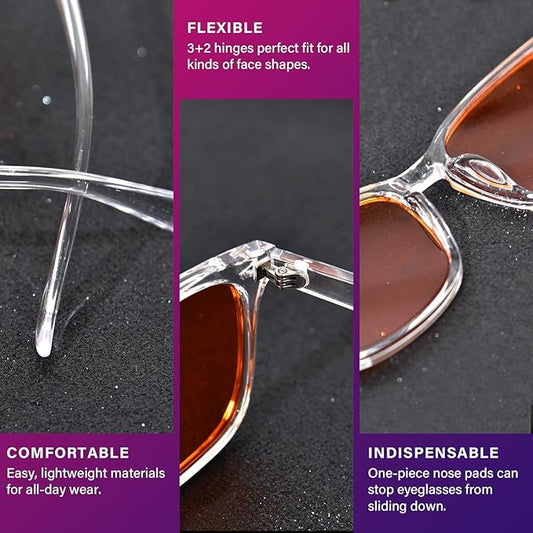 OPTOFENDY Blue Light Glasses for Men Women, Gaming Glasses for Computer, TV, Phone with Anti Fatigue, Eyestrain & UV Glare