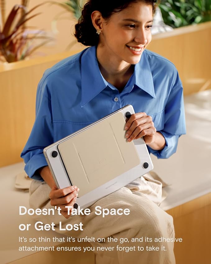 MOFT Laptop Stand for Desk, Adhesive MacBook Computer Stand with 2 Adjustable Viewing Angles, Foldable and Portable Laptop Riser Compatible with 11"-16" Laptops, Earthen Beige(Adhesive Version)