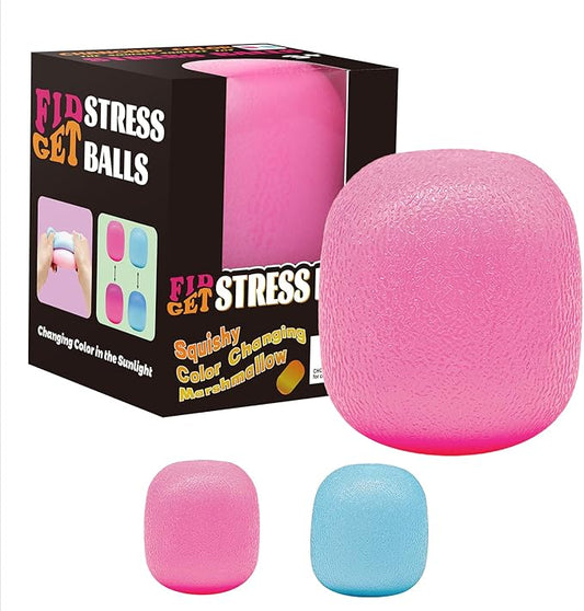 Fidget Toys Stress Balls for Kids & Adults - Changes Color in The Sun -Slow Rise Dough Ball - Fidgets for Classroom - Squishy Fidget Toys Stretchy Squeeze Stress Relief Balls for Anxiety (Dough Pink)