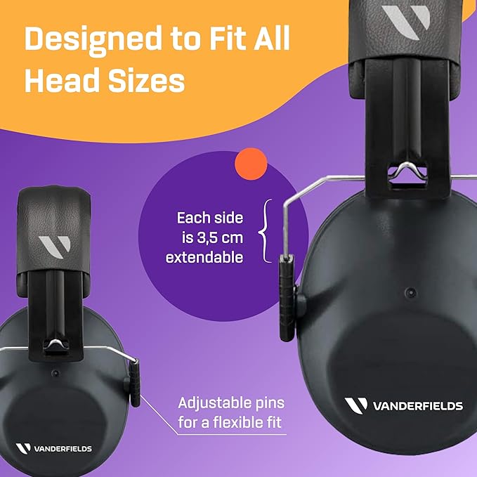 Vanderfields Hearing Protection Headphones - 26dB - Range Shooting Ear Protection - Noise Cancelling Ear Muffs for Adults