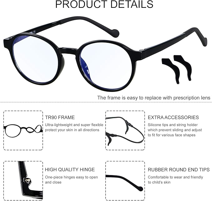 ANDWOOD Blue Light Glasses Kids Girls Boys Computer Gaming Anti Blue Ray Polarized sunglasses Age3-12