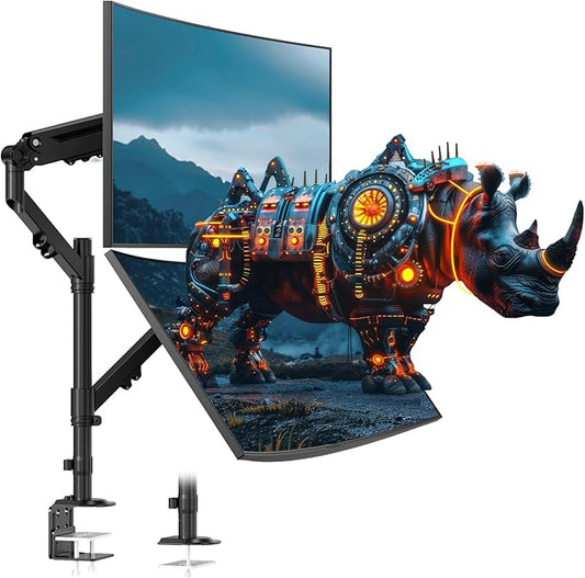 Dual Monitor Mount for 17 to 40 inches, Holds up to 26.4 lbs, Monitor Desk Arms for 2 Monitors Vertical/Parallel Placement, with Clamp/Grommet Base, VESA Mount 75/100 mm