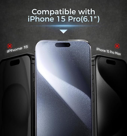 MAGIC JOHN 3rd Gen Upgraded for iPhone 15 Pro Screen Protector 6.1 Inch, HD Clear, Shatterproof Tempered Film, Auto Dust-Elimination, Bubble Free, Easy Installation, 2 Pack