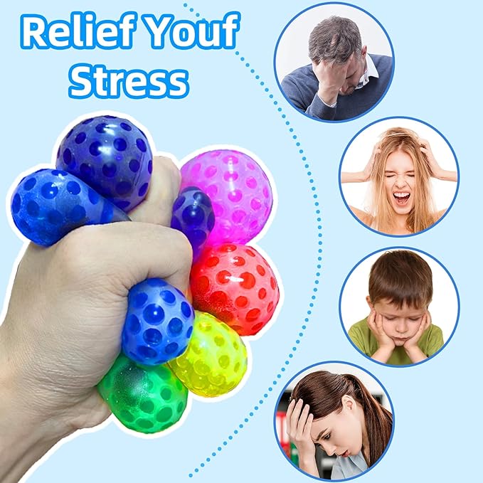 28 Pack Stress Balls Set Fidget Toys, Halloween Party Favors for Kids School Class Birthday Gifts, Colorful Soccer Stress Relief Fidget Toys for Kids Boys Girls Stress Bulk Goodie Bag Stuffers