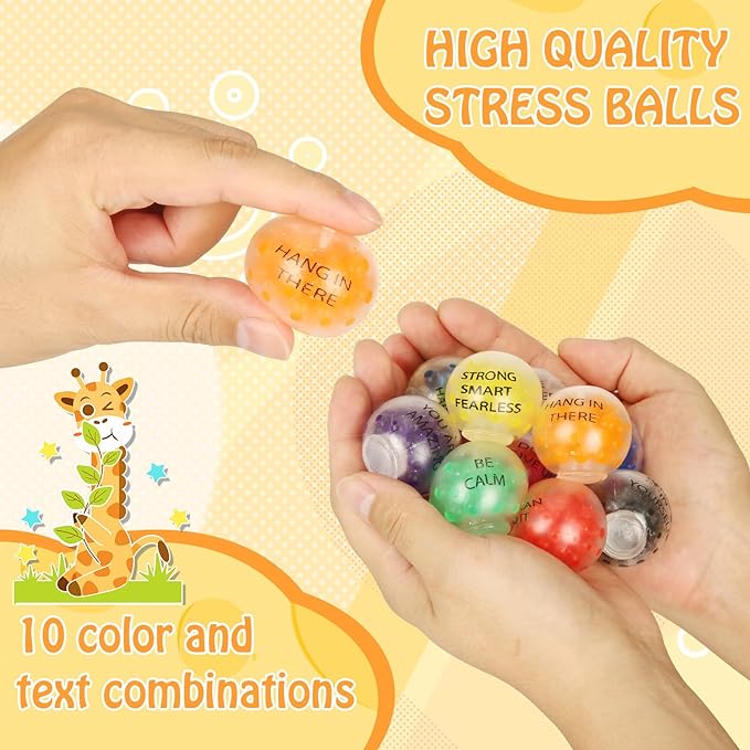 20 Pack Colorful Motivational Mini Stress Balls Set, Squishy Balls Fidget Toys for Adult, Squeeze Balls Bulk, Birthday Gifts Party Favors Goodie Bags Stuffer Anxiety Stress Relief