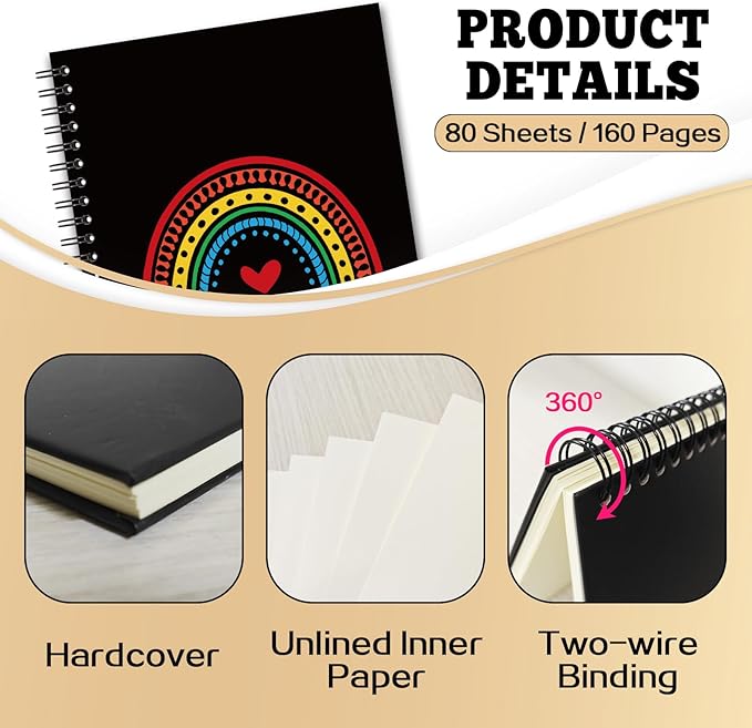 YAZMEEN Rainbow Blank Spiral Notebook(160 Pages) Mental Health Matters Hardcover Notebook Psychologist Therapist Journal Gift Funny Motivational Gift for School Counselor Teacher Student Office Work