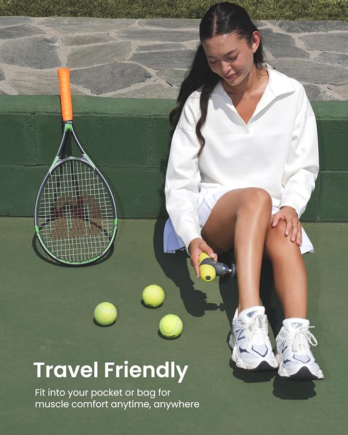 RENPHO Mini Thermal Massage Gun with Heat, Percussion Massager Gun Portable, Color Silicone Sleeves Travel Size with Carry Case, Neon Green