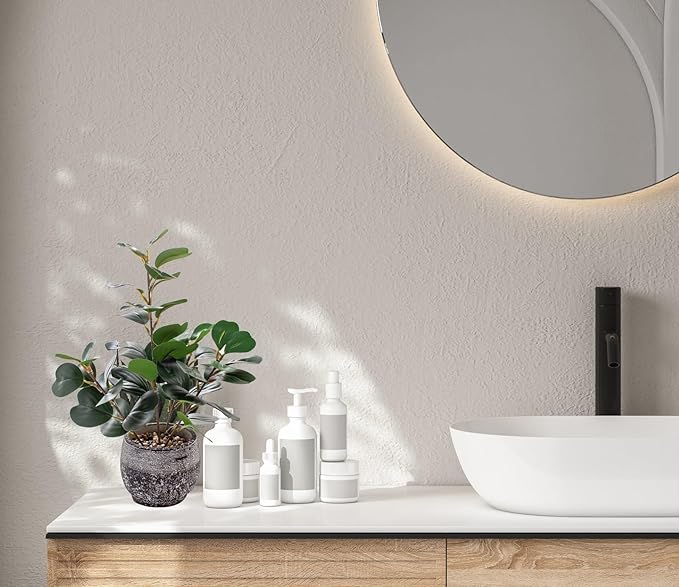 15" Fake Plants in Rustic Black Vase Real Looking and Touching Evergreen Ficus Leaf Faux Plant Indoor for Book Shelf Bathroom Office Desk Kitchen Counter Bedroom Small Space Artificial Plant Decor