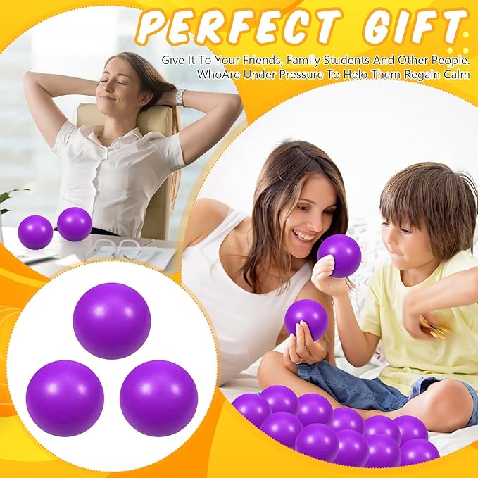 12 Pcs Purple Foam Stress Ball Squeeze Stress Relief Balls for Kids and Adults Hand Exercise Sensory Relief Toys for Anxiety ADHD Autism (Purple)