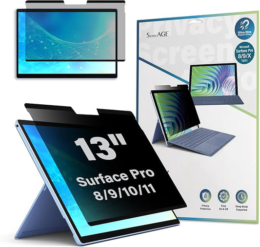 SenseAGE Magnetic Privacy Screen Protector for Surface Pro 13 Inch (11,10, X, 9, 8), Removable Privacy Filter, Anti-Blue Light, Glare and Laptop Screen Accessory For Surface, Office Accessories