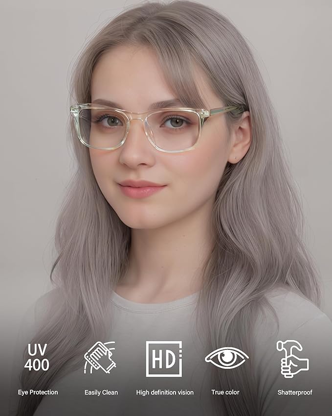 ANRRI Blue Light Glasses Men Anti Eyestrain Oversized Computer Gaming Eye Protection Square Glasses Women Clear