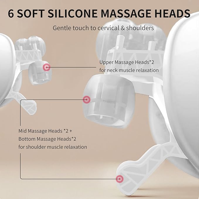 Wireless Neck and Shoulder Massager With Soothing Heat, Shiatsu Back Massager Pillow for Traps, Back Pain, Gifts for Men Women Mom Dad