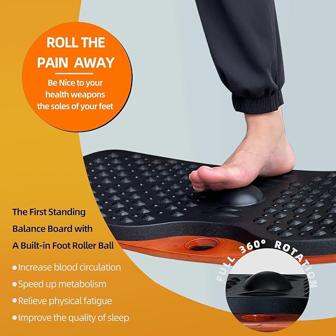 Standing Desk Anti fatigue Balance Board standing desk mat wobble board Rocker Board Comfort Mat for Office (Large Size)
