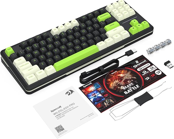 Redragon K734B Wireless Mechanical Keyboard,3-Modes Bluetooth Gasket Hot Swappable TKL RGB Custom Keyboard,Pre-lubed Switches, 81 Keys PBT Keycaps, South-Facing LEDs Socket