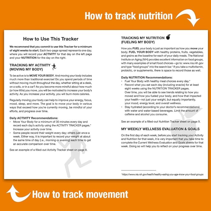 Wellness Tracker Daily Habit Tracker. Set Goals for All Physical Activity and Nutritional Habits in Spiral Bound, 10-Week Journal. Ideal for Women and Men 50-80+.