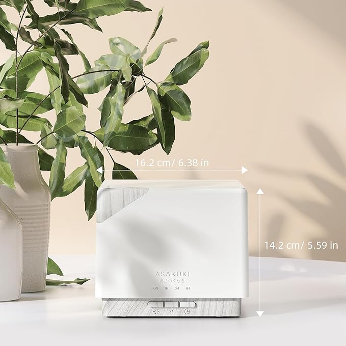 ASAKUKI 700 ml Premium Essential Oil Diffuser, 5 in 1 Ultrasonic Aromatherapy Fragrant Oil Vaporizer Humidifier, Timer and Auto-Off Safety Switch, 7 LED Light Colors