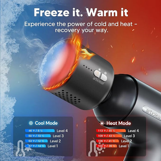 arboleaf Thermacool Massage Gun with Heat and Cold, 6 Speeds Muscle Massage Gun Deep Tissue with Case, Powerful Percussion Massager for Home Gym Office Muscle Back Pain Relief, Gift
