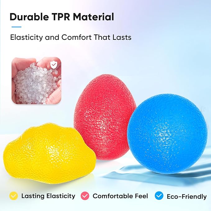FitBeast Stress Balls for Adults, Hand Exercise Balls 6 Pack, Stress Relief & Grip Strength Trainer, Squishy Balls & Squeeze Balls for Arthritis, Carpal Tunnel, Hand Therapy with 3 Resistance Levels