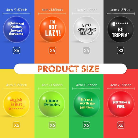 Blulu 48 Pcs Funny Humor Stress Balls Bulk 1.57" Humor Quotes Stress Relief Ball, Everything is Fine, Outward Smiles Inward Screams, Employees Gag Gifts for Adults Coworker Employee Team