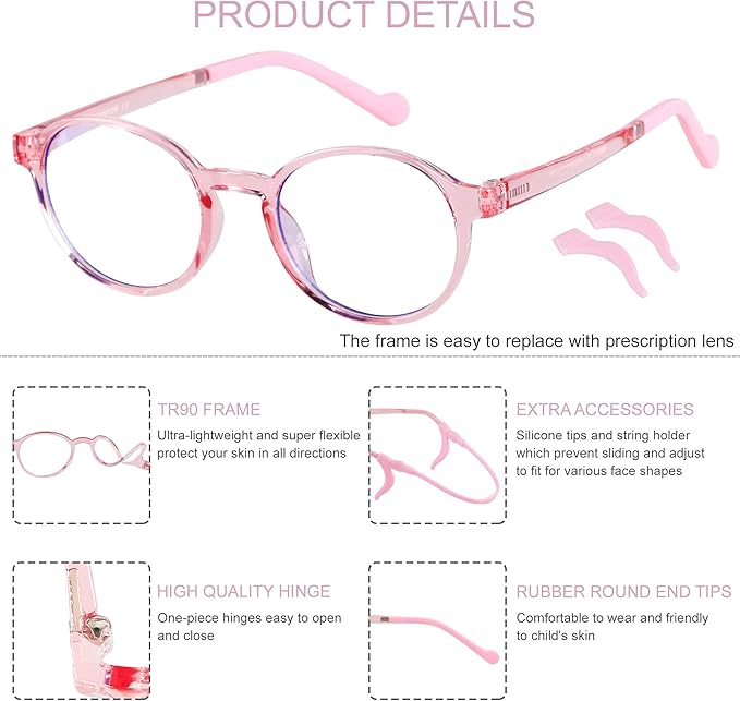 ANDWOOD Blue Light Glasses Kids Girls Boys Computer Gaming Anti Blue Ray Polarized sunglasses Age3-12