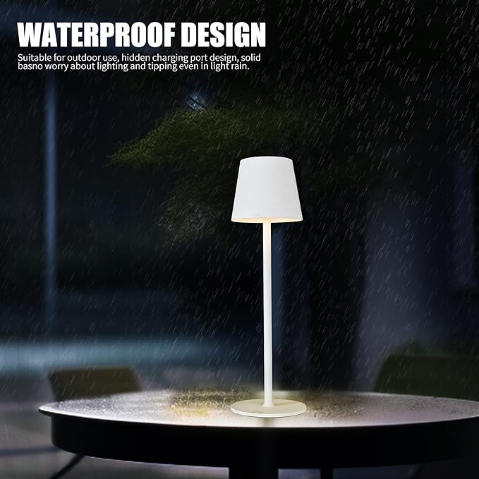 BGFHome Cordless Table Lamp LED Desk Lamp,5000mAh Rechargeable Touch Night Light Lamp,Wireless Minimalist Design for Restaurant/Bedroom/Bars/Outdoor Party/Camping/Coffee Shop(White)