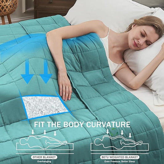 Teal Weighted Blanket for Adults (20lbs, 88"x104" King Size) - Cooling and Breathable Heavy Blankets for 130-220lbs with Premium Glass Beads - Soft Thick Blanket for All-Season Sleeping Comfort