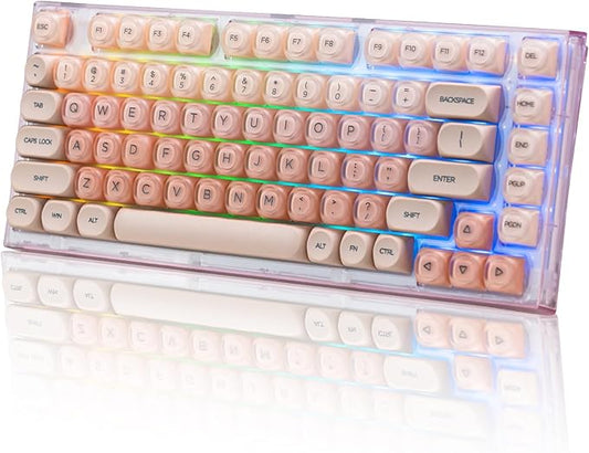 X75 75% Wireless Mechanical Keyboard, Hot Swappable Computer Creamy Keyboard, Foundation Jelly Keycaps, Pre-lubed Switches Gasket Mount RGB Backlit Gaming Keyboards for Wins/Mac, Pink