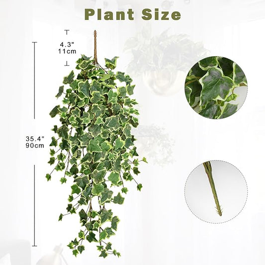 Hollyone 2pcs Artificial Hanging Plants 35.4" Fake Ivy Vine Faux Ivy Leaves Fire and UV Resistant Hanging Plant Wall Greenery for House Room Patio Indoor Outdoor Home Shelf Office Wedding Decor