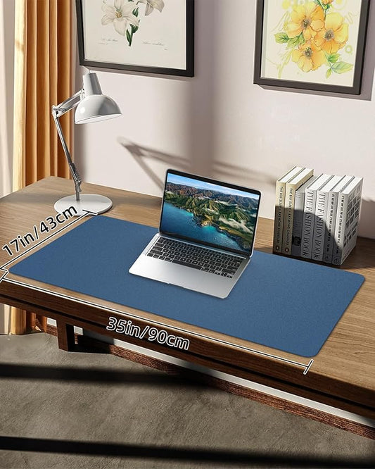 PULeather Non-Slip Desk Mat, Large Mouse Pad & Laptop Desk Pad - Waterproof Writing Pad for Office & Home (Grey Blue, 35.4" x 17")
