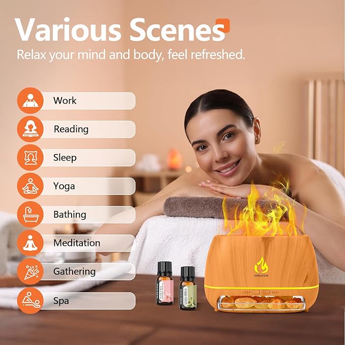 Ultrasonic Essential Oil Diffuser Set with 12 Best Aromatherapy Oils, Gift Box & Bag, Himalayan Salt Lamp Diffuser,Cool Mist Humidifier for Bedroom, Scent Diffusers for Home