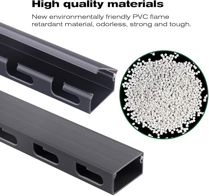 Cable Raceway Kit, PHERKORM Cable Management Under Desk, Integrated Connection Cover Cable Organizer, Cord Organizer for Hiding Computer, TV,Network - 6x15.4inch Black.