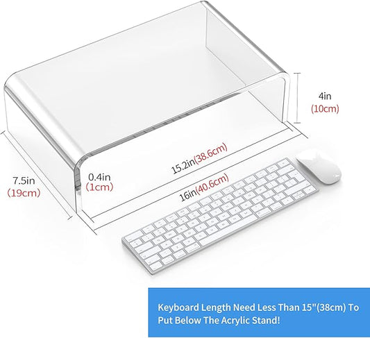 Acrylic Monitor Stand Riser Acrylic Laptop Stand Riser PC Holder Clear Computer Monitor Stand for Desk White Laptop Stand for Desk Compatible with iMac MacBook All Notebooks