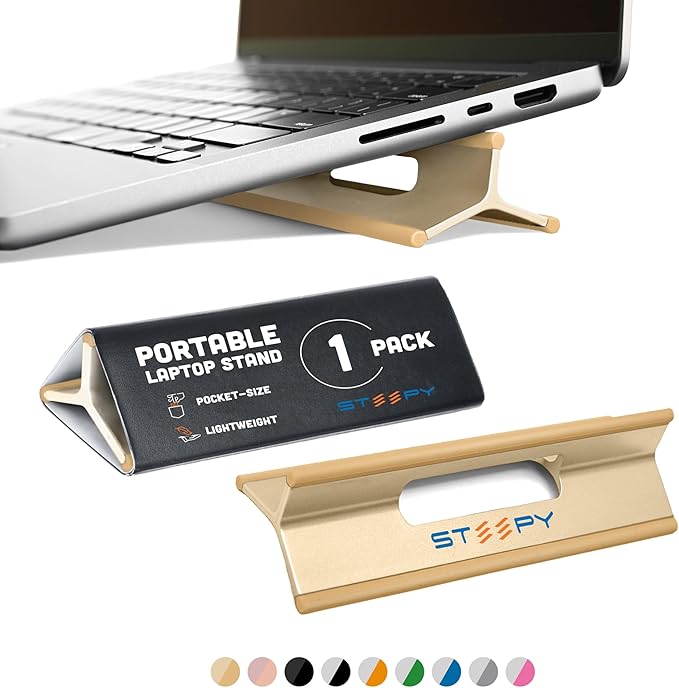 Steepy Adjustable Laptop Stand for Desk – 3 Heights Computer Stand - Laptop Riser for Desk - Portable Laptop Riser Adjustable - Stand Adjustable Height