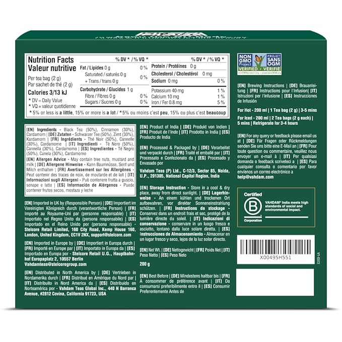 VAHDAM, Sweet Cinnamon Tea | 100 Tea Bags | 100% Natural Spices | Cinnamon Masala Chai Tea Recipe | Spiced Chai Tea Bag | Brew as Hot or Iced