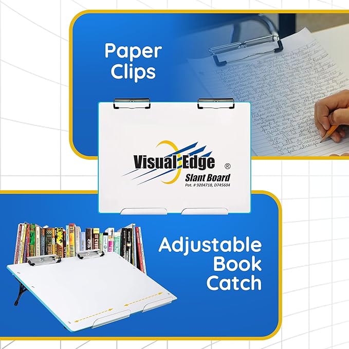 Slant Board for Writing - Adjustable Magnetic Whiteboard & 22° Angle Ergonomic Desk for Reading, Writing, & Drawing for Students, Teachers – Ideal for Posture, Study, & Orientation – Blue