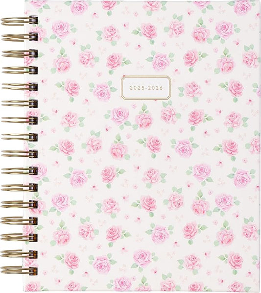 2025-2026 Eccolo Spiral Agenda Planner, Watercolor Roses, Weekly & Monthly Pages, 18 Months, Sticker Sheets, Inspirational Quotes (7.75 x 8.75, July 2025 - Dec 2026)