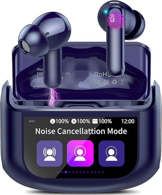 Wireless Earbuds, Bluetooth 5.4 Headphones Multi-Function Touch Screen with 5 EQ Modes, 48H Ear Buds Bass Stereo with ANC Noise Cancelling/Transparency Mode, IPX7 Bluetooth Earbuds, Dark Blue