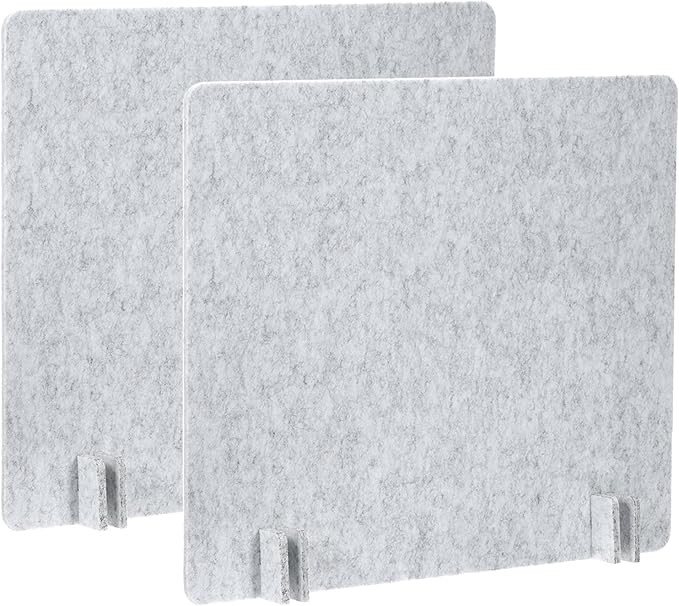 PATIKIL Desk Divider, 2 Set 24 x 24 Inch Acoustic Freestanding Desk Divider Desk Privacy Panel with 8 Pcs Support Feet for Library Office Workstation, Light Grey