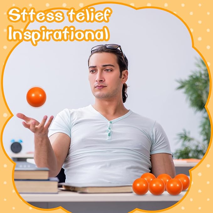 12 Pcs Orange Foam Stress Ball Squeeze Stress Relief Balls for Kids and Adults Hand Exercise Sensory Relief Toys for Anxiety ADHD Autism (Orange)
