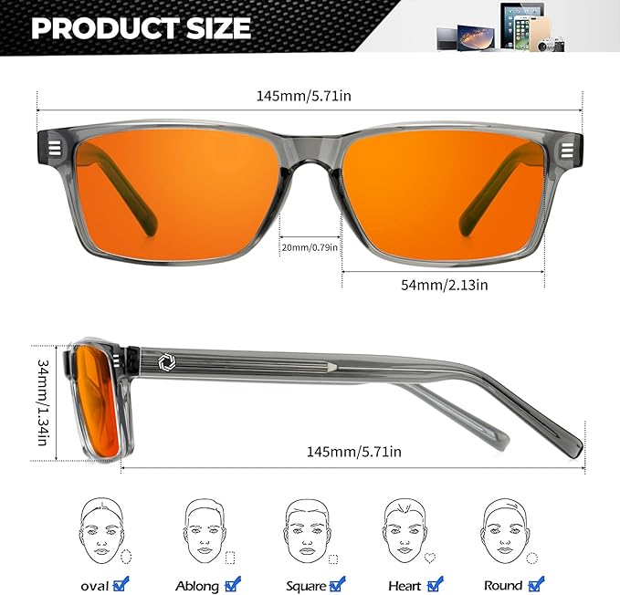 ANYLUV Blue Light Glasses Men Woman, Blue Light Blocking Glasses for Computer Gaming, Eye Strain Relief Eye Protection