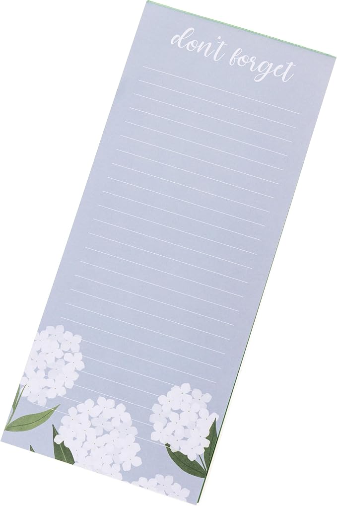 Graphique White Hydrangeas Magnetic Notepad, 100 Tear-Away Sheets for Grocery, Shopping & To-Do Lists, Writing Pad for Fridge, Kitchen, Office