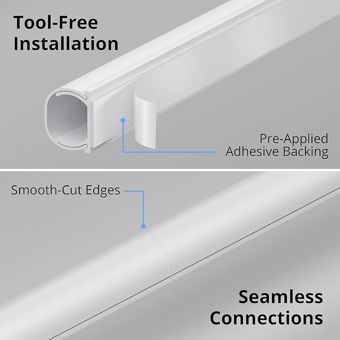 ZhiYo 142in Cord Covers for Wires on Wall, One Cord Hider, Self-Adhesive Wire Covers for Cords on Wall, Paintable TV Cable Hider, White Cable Management Raceway Channel, 10x L14in, W0.5in H0.4in