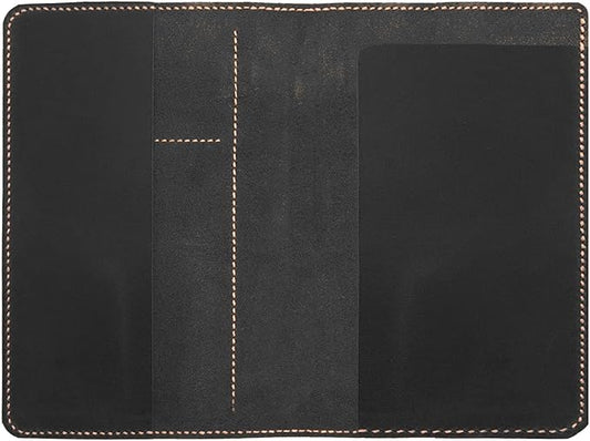 Genuine Leather Notebook Notepad Cover for TOPS The Legal Pad Writing Pads Docket 5" x 8" Cover, retro real leather portfolio folder cover organizer (Black)