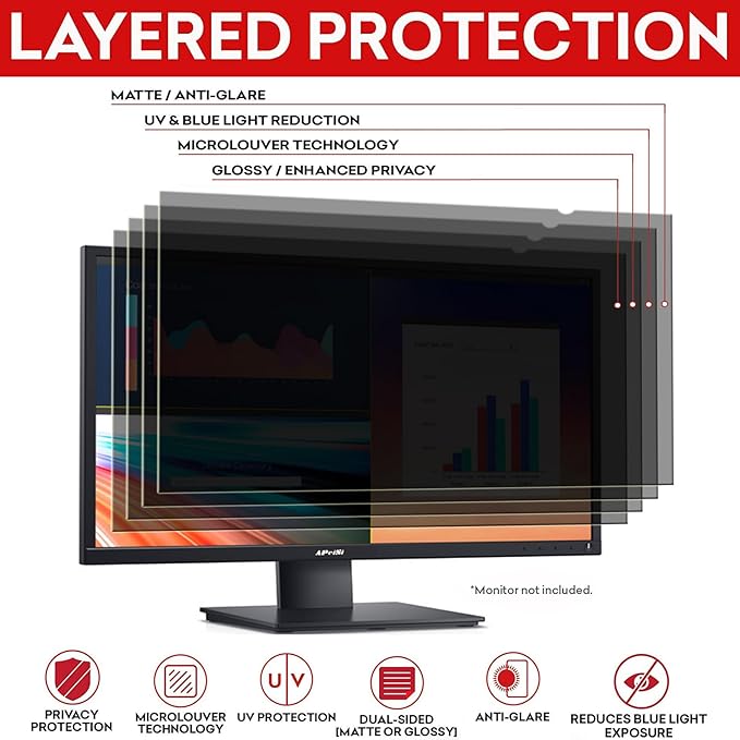 35 Inch Privacy Screen Filter for 21:9 Curved Ultrawide Monitor | Privacy Shield | Anti Glare | Anti-Blue Light | Eye Protection | Anti Spy | Computer Security Private Filter Protector