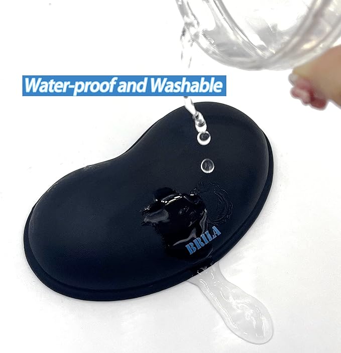 BRILA Ergonomic Silicone Mouse Wrist Rest, Cooling Silica Gel PU Leather Mouse Wrist Support Pad for Office Work and Laptop Computer Gaming