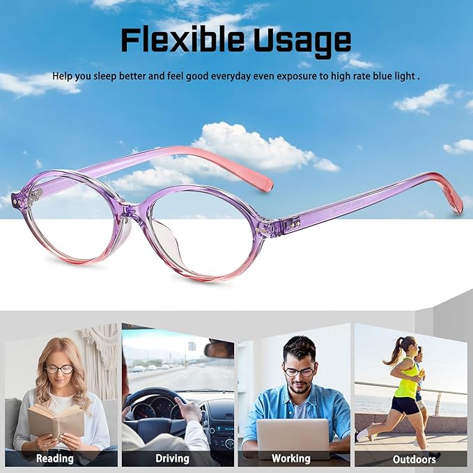 HAOLOTA Blue Light Blocking Glasses Women, Trendy Round Anti Eyestrain UV Glare TV Phone Computer Gaming Eyeglasses