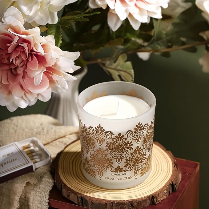 Scented Candle - Garden with Scent of Mix Floral Bouquet- 6oz Aromatherapy Soy Wax Jar Candle for Home, Gifts for Women - 170g