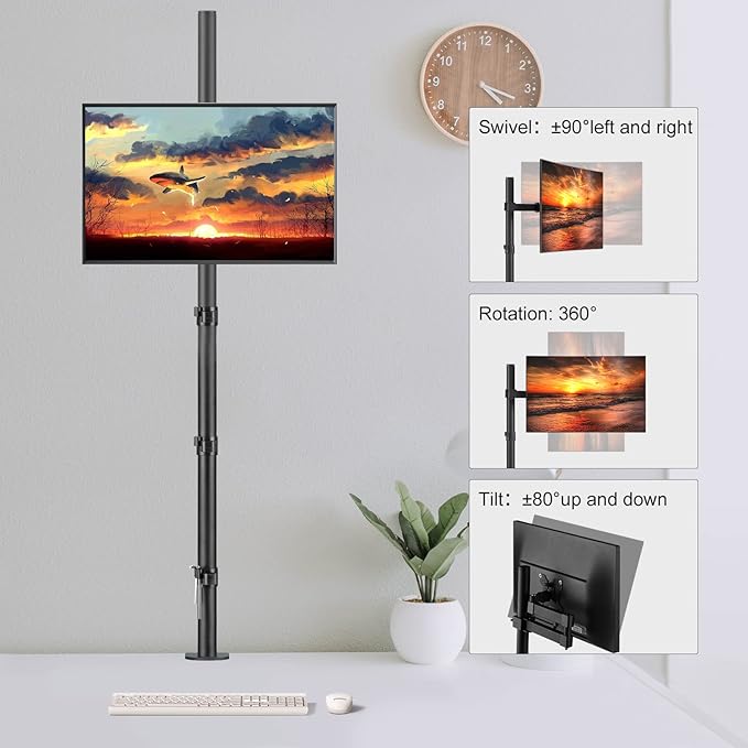 Bracwiser Monitor Mount - Single Fully Adjustable Arm Fits 13-32 inch Screen (MD71221)