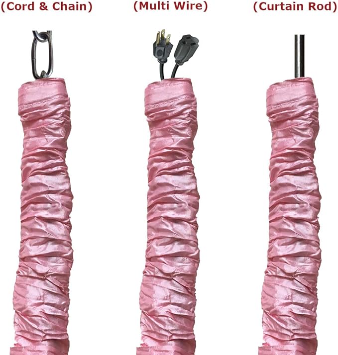 Royal Designs, Inc. Cord & Chain Cover 4 ft Silk Type Fabric, Chandelier Pendant Lighting Chain & Cable Management, Touch Fastener, Pink - 2 Pack